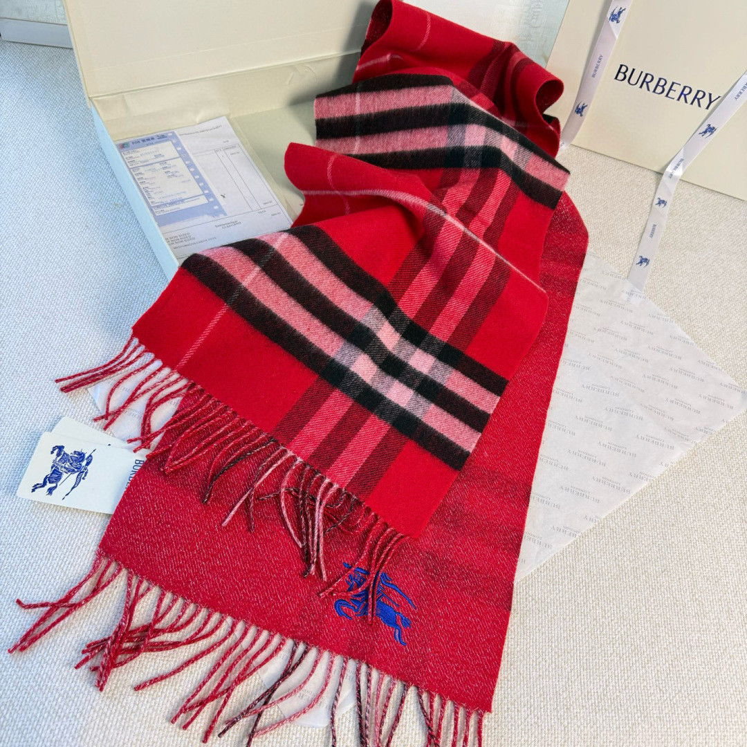 B**rry check cashmere scarf 30x168cm