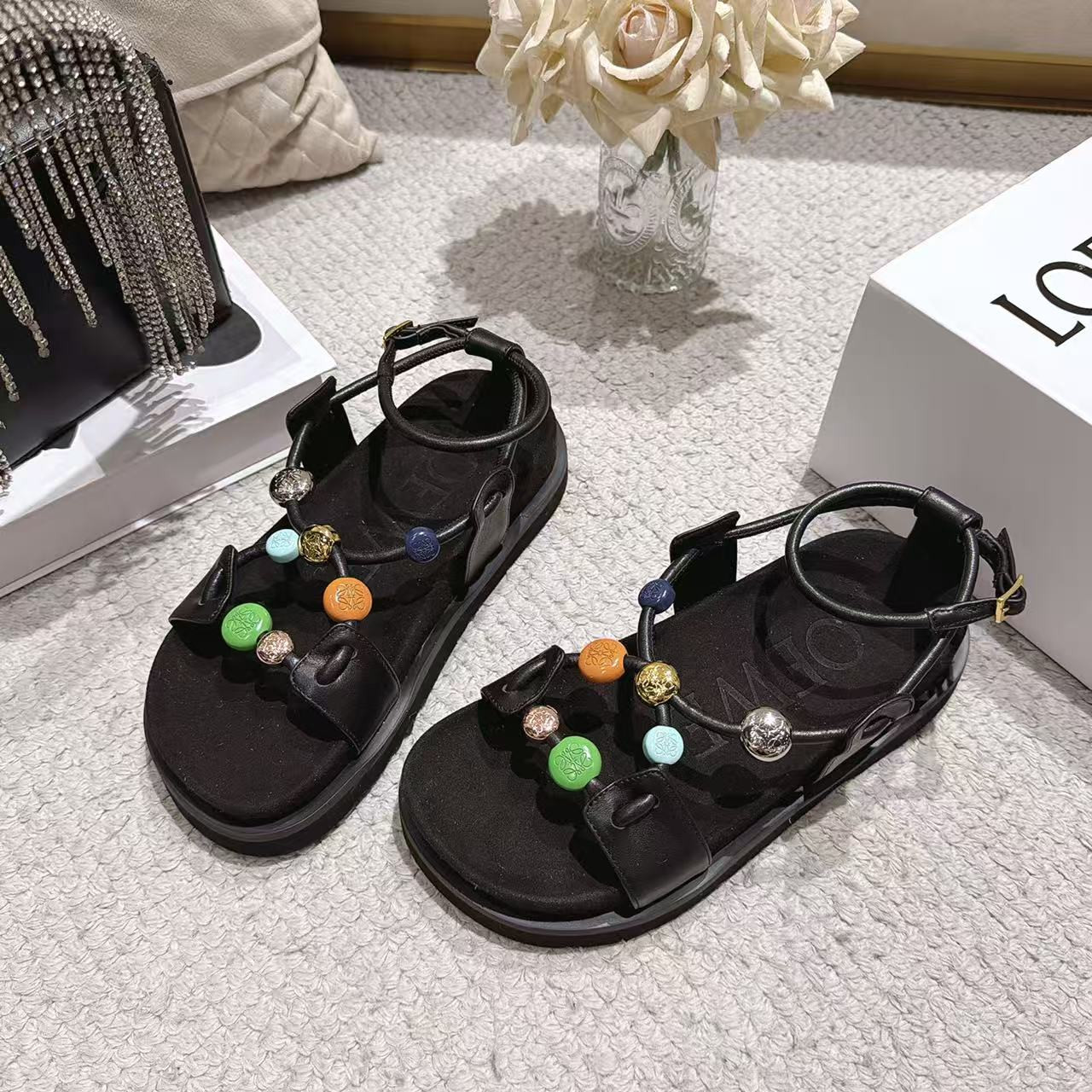 ua L0ew* pebble beads fussbett sandal