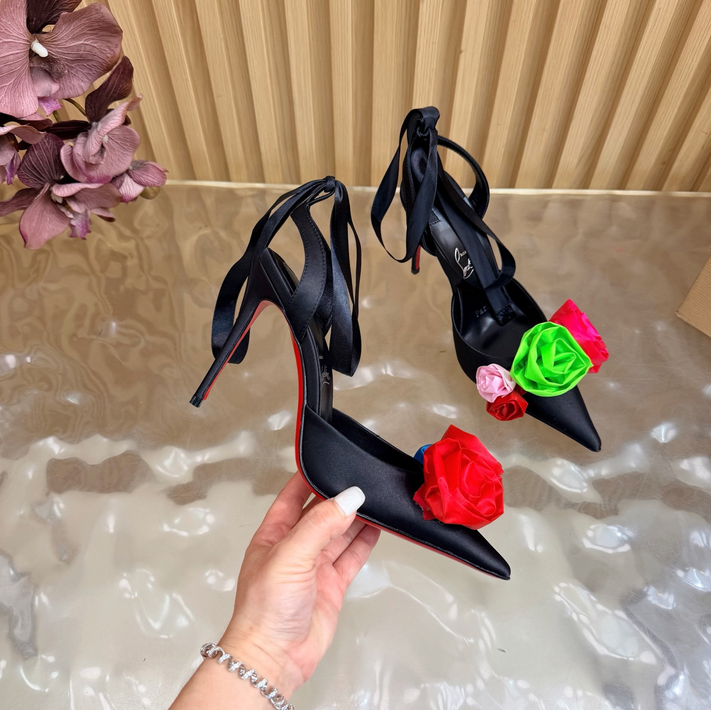 ua Ch**an louboutin mere lachaise lace up 10.5cm heel